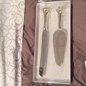Silver plated knife and cake cutter